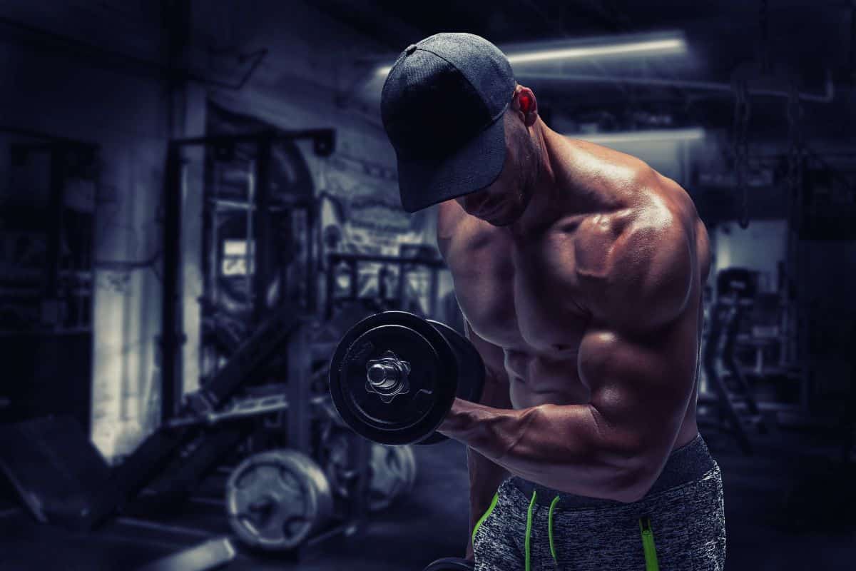 Bodybuilder working out